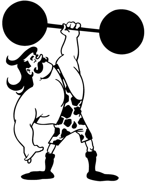 Weightlifter with barbell overhead vinyl sticker. Customize on line. Entertainment And Circus 033-0203